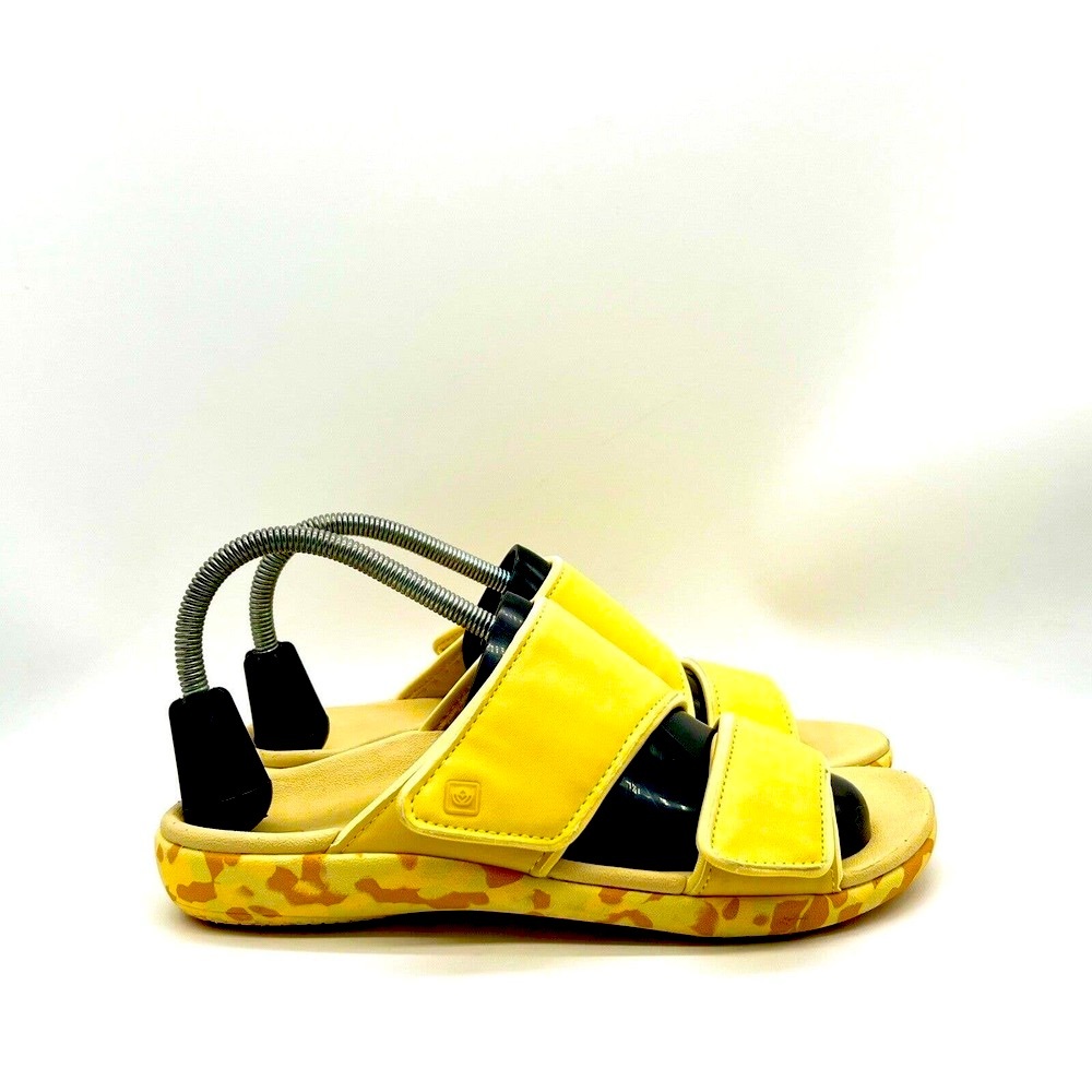 Women's Yellow Slide Sandals with Camouflage Sole